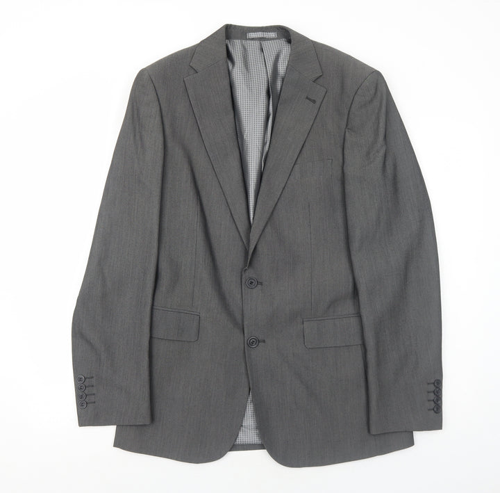 1860 Menswear Mens Grey Polyester Jacket Suit Jacket Size 38 Regular