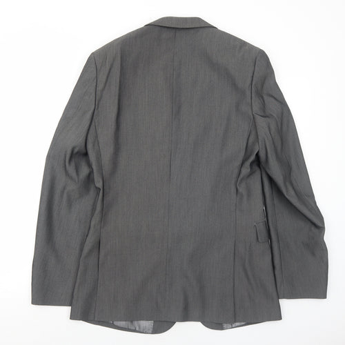 1860 Menswear Mens Grey Polyester Jacket Suit Jacket Size 38 Regular