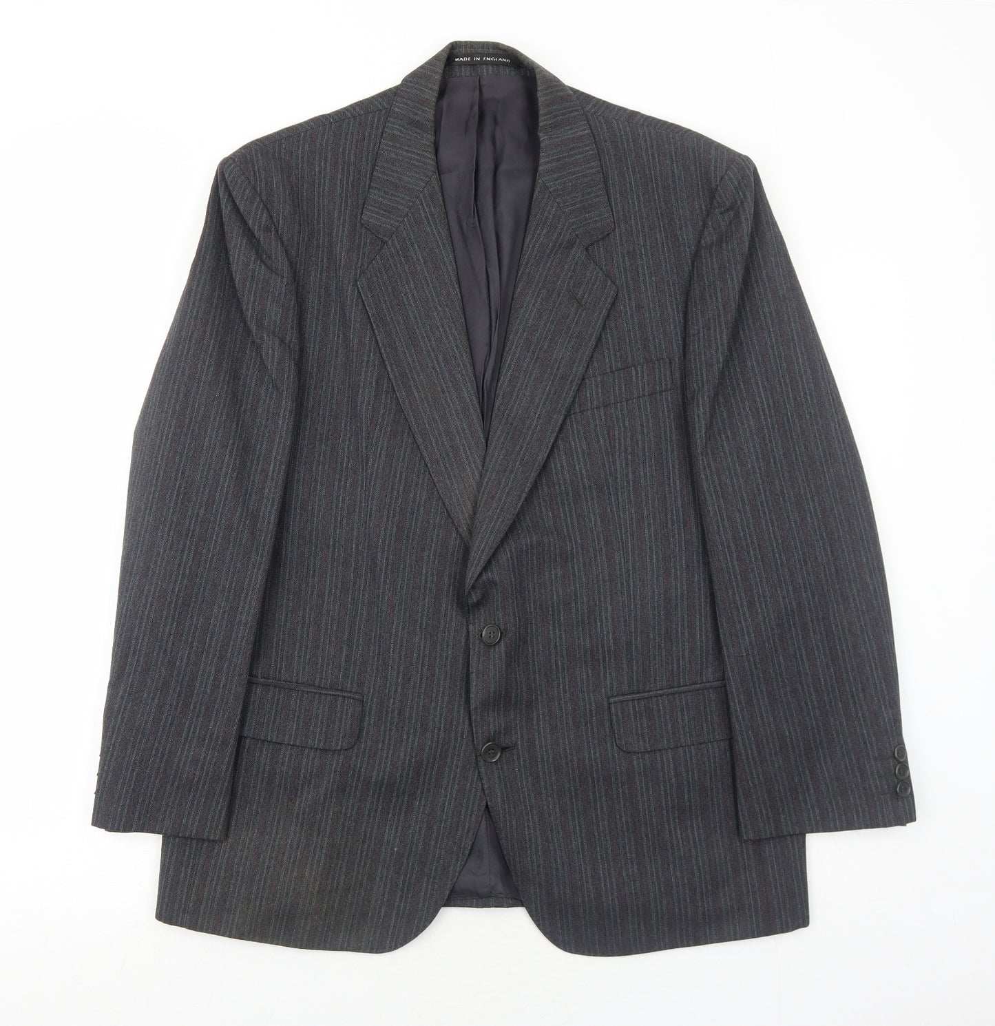 Sovereign Collection Mens Grey Striped Wool Jacket Suit Jacket Size 42 Regular