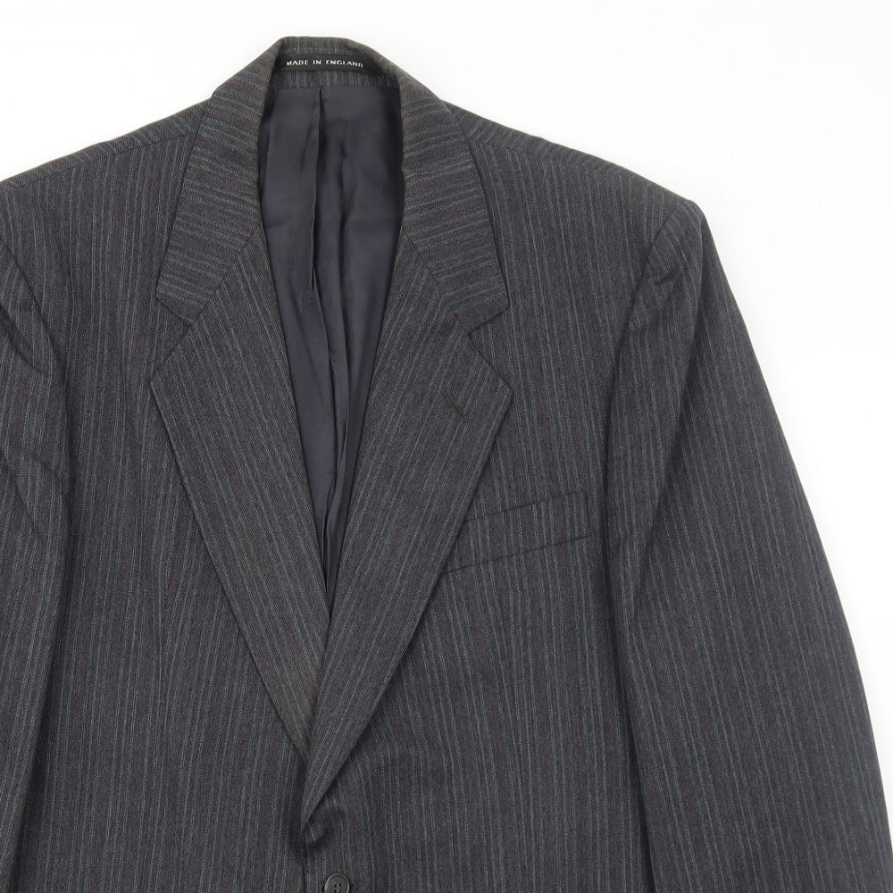 Sovereign Collection Mens Grey Striped Wool Jacket Suit Jacket Size 42 Regular