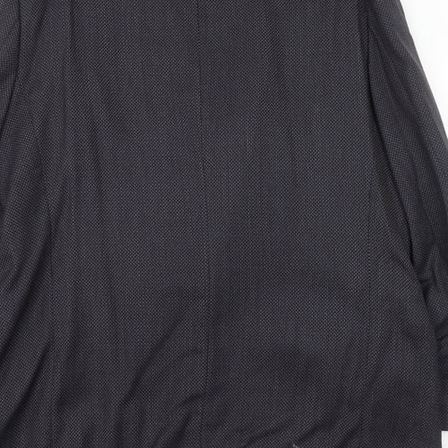 Preworn Mens Blue Geometric Polyester Jacket Suit Jacket Size 44 Regular