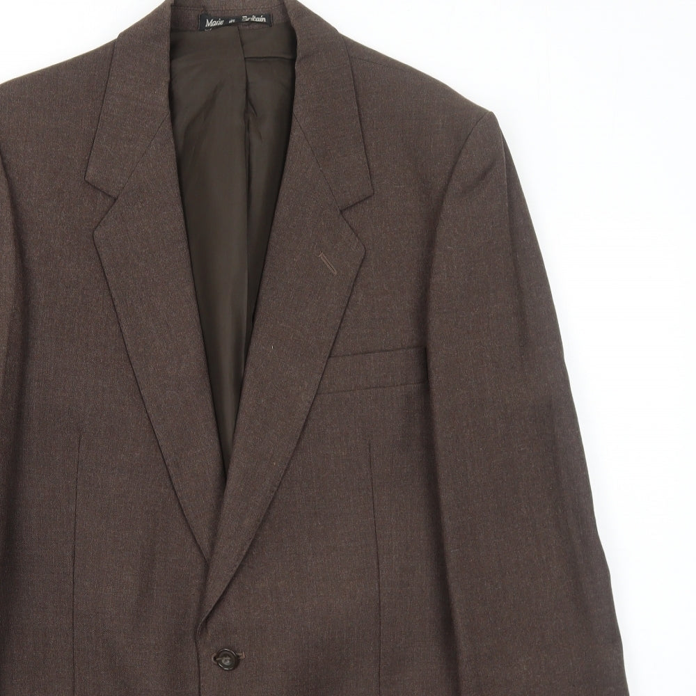 Grendale Mens Brown Wool Jacket Suit Jacket Size 40 Regular
