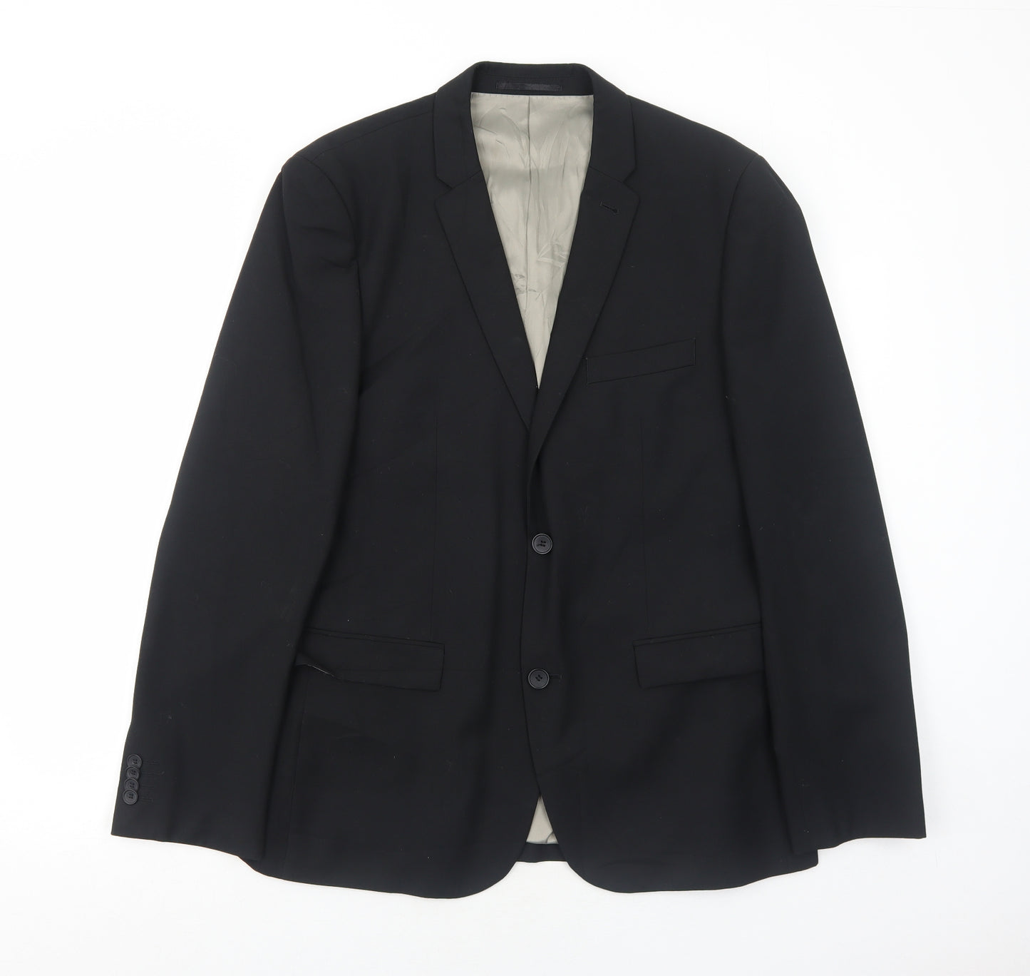 Topman Mens Black Polyester Jacket Suit Jacket Size 42 Regular