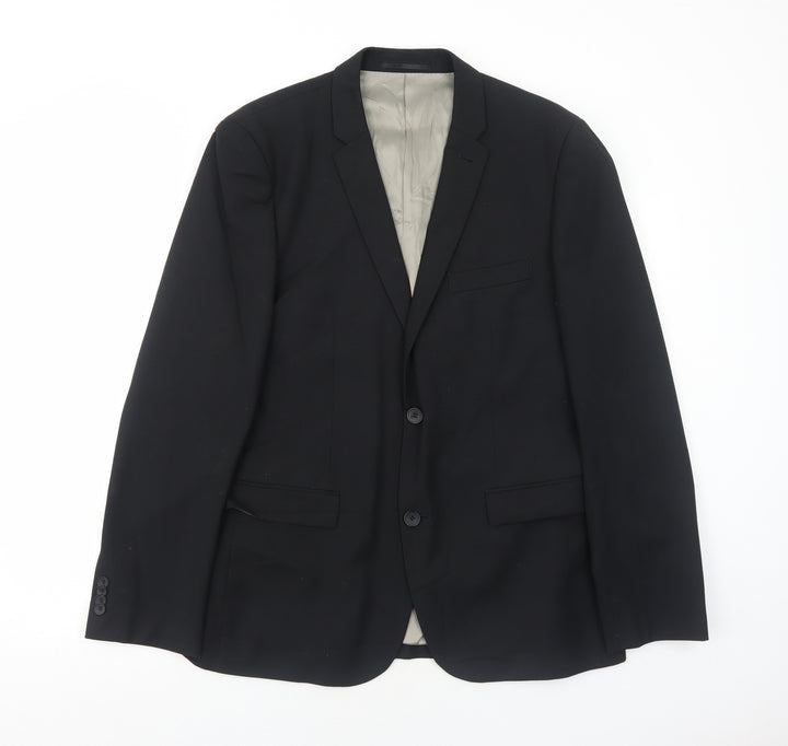 Topman Mens Black Polyester Jacket Suit Jacket Size 42 Regular