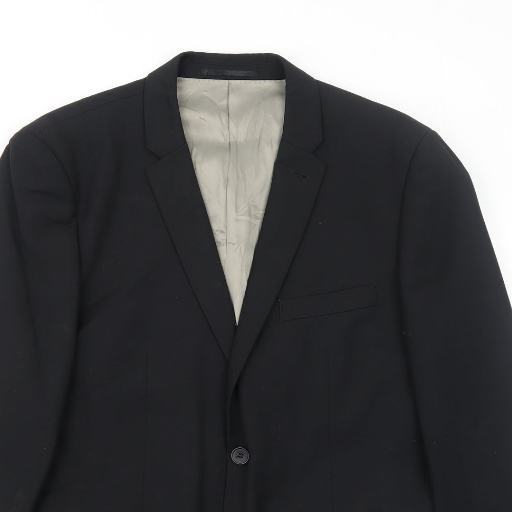 Topman Mens Black Polyester Jacket Suit Jacket Size 42 Regular