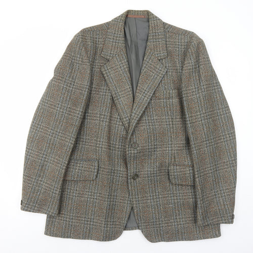 Grendale Mens Brown Plaid Wool Jacket Blazer Size 42 Regular