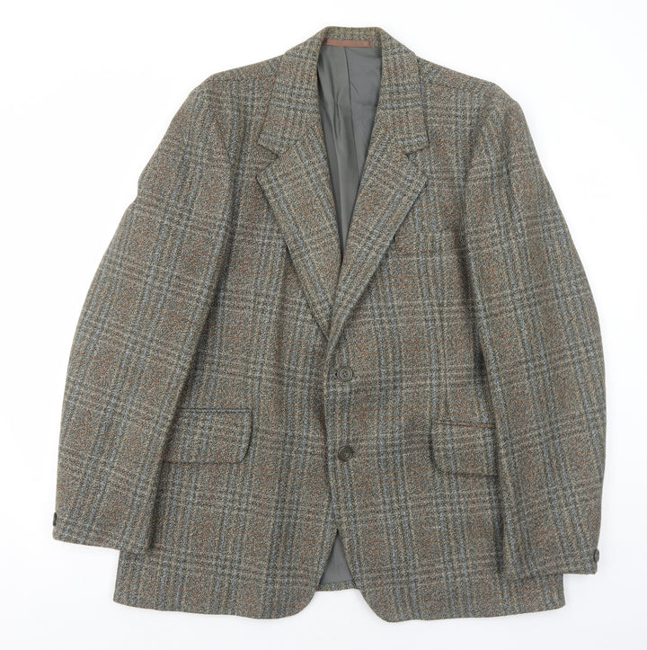 Grendale Mens Brown Plaid Wool Jacket Blazer Size 42 Regular