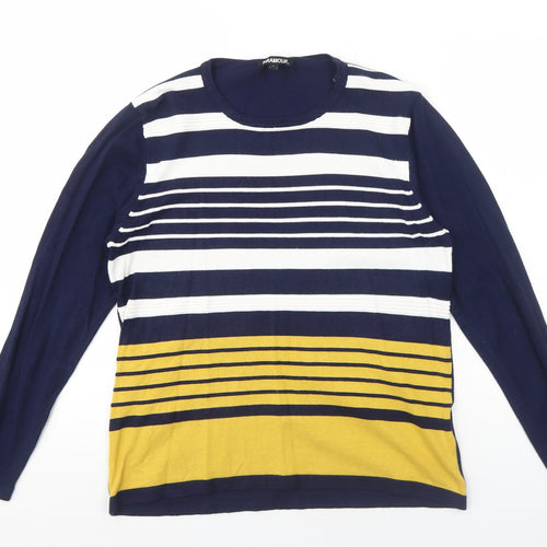 Paramour Womens Blue Round Neck Striped Viscose Pullover Jumper Size L