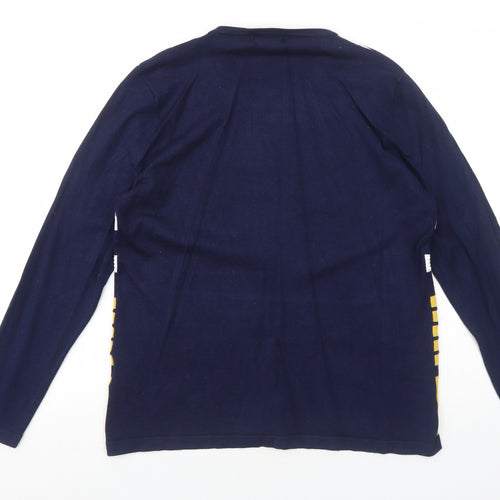 Paramour Womens Blue Round Neck Striped Viscose Pullover Jumper Size L
