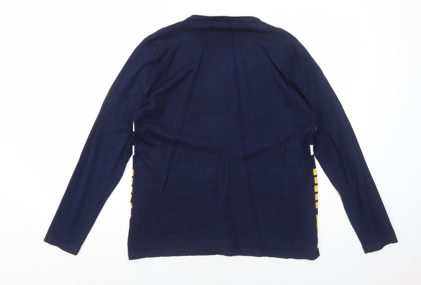 Paramour Womens Blue Round Neck Striped Viscose Pullover Jumper Size L