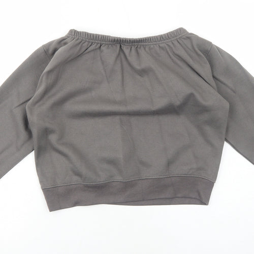PRETTYLITTLETHING Womens Grey Cotton Pullover Sweatshirt Size S Pullover - Cropped