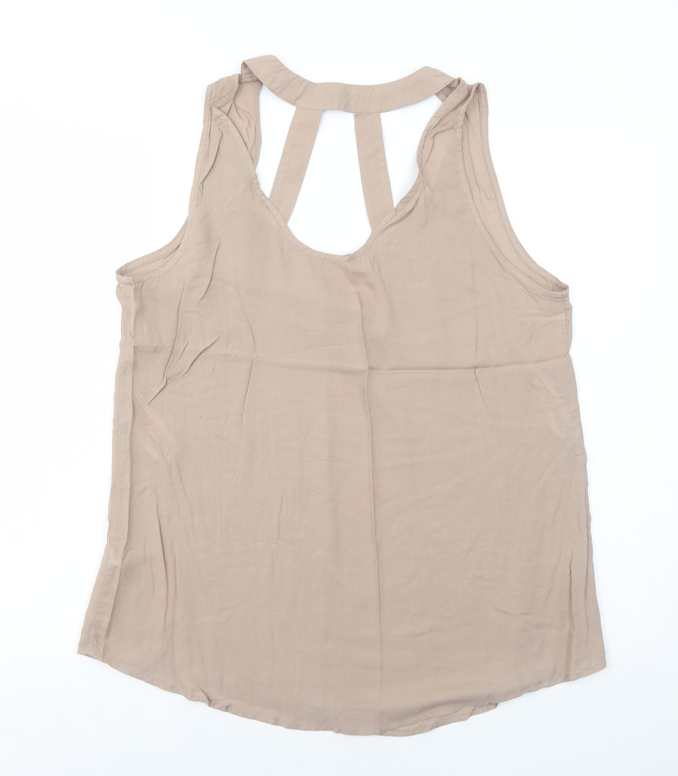 New Look Womens Beige Viscose Basic Tank Size 14 Scoop Neck