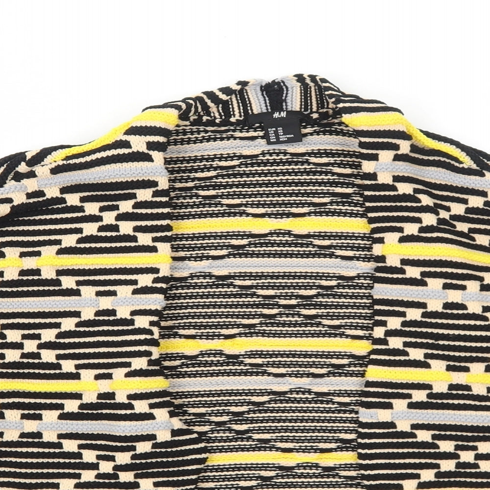 H&M Womens Black V-Neck Geometric Polyamide Cardigan Jumper Size XS