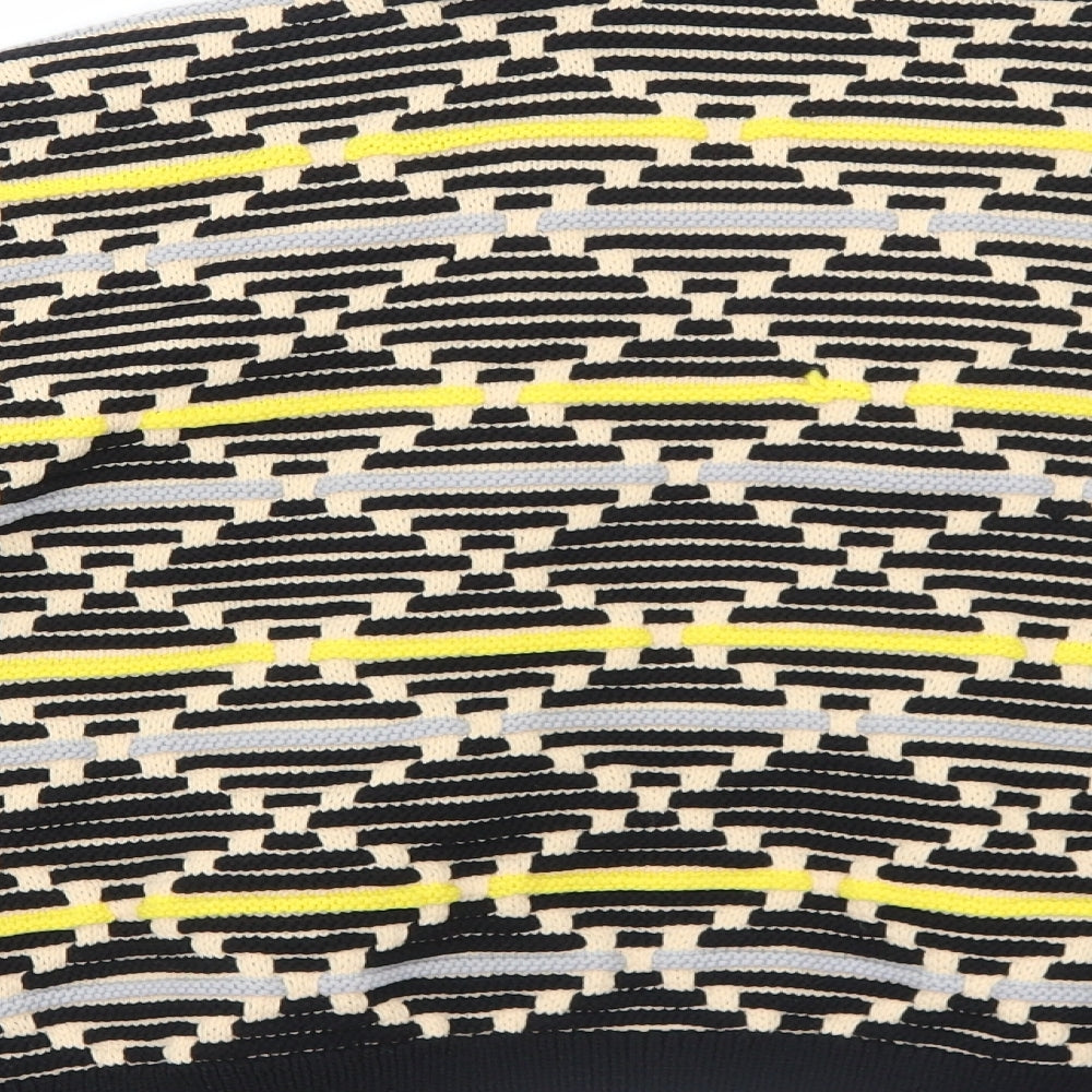 H&M Womens Black V-Neck Geometric Polyamide Cardigan Jumper Size XS