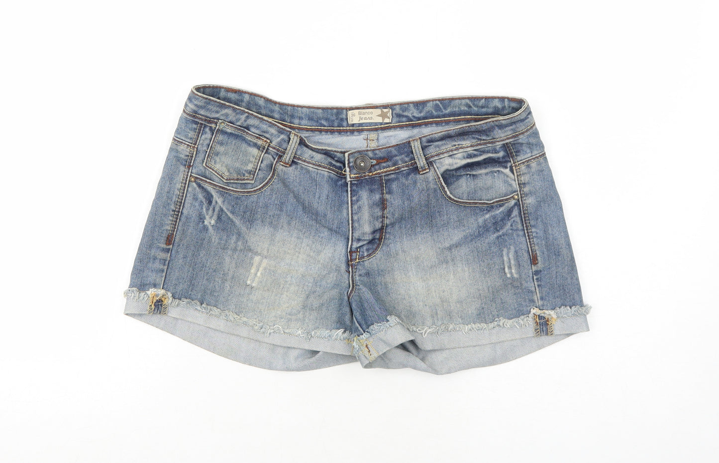 Blanco Jeans Womens Blue Cotton Mom Shorts Size 8 Regular Zip