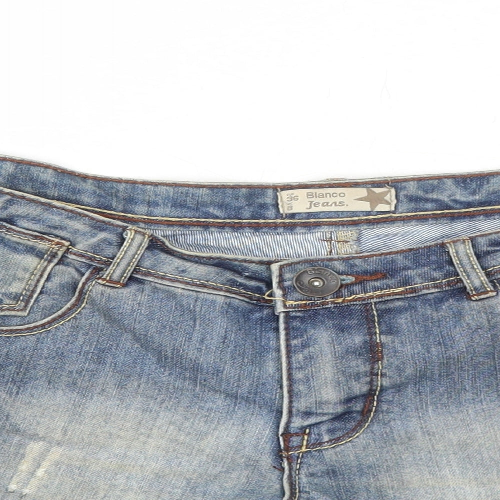 Blanco Jeans Womens Blue Cotton Mom Shorts Size 8 Regular Zip