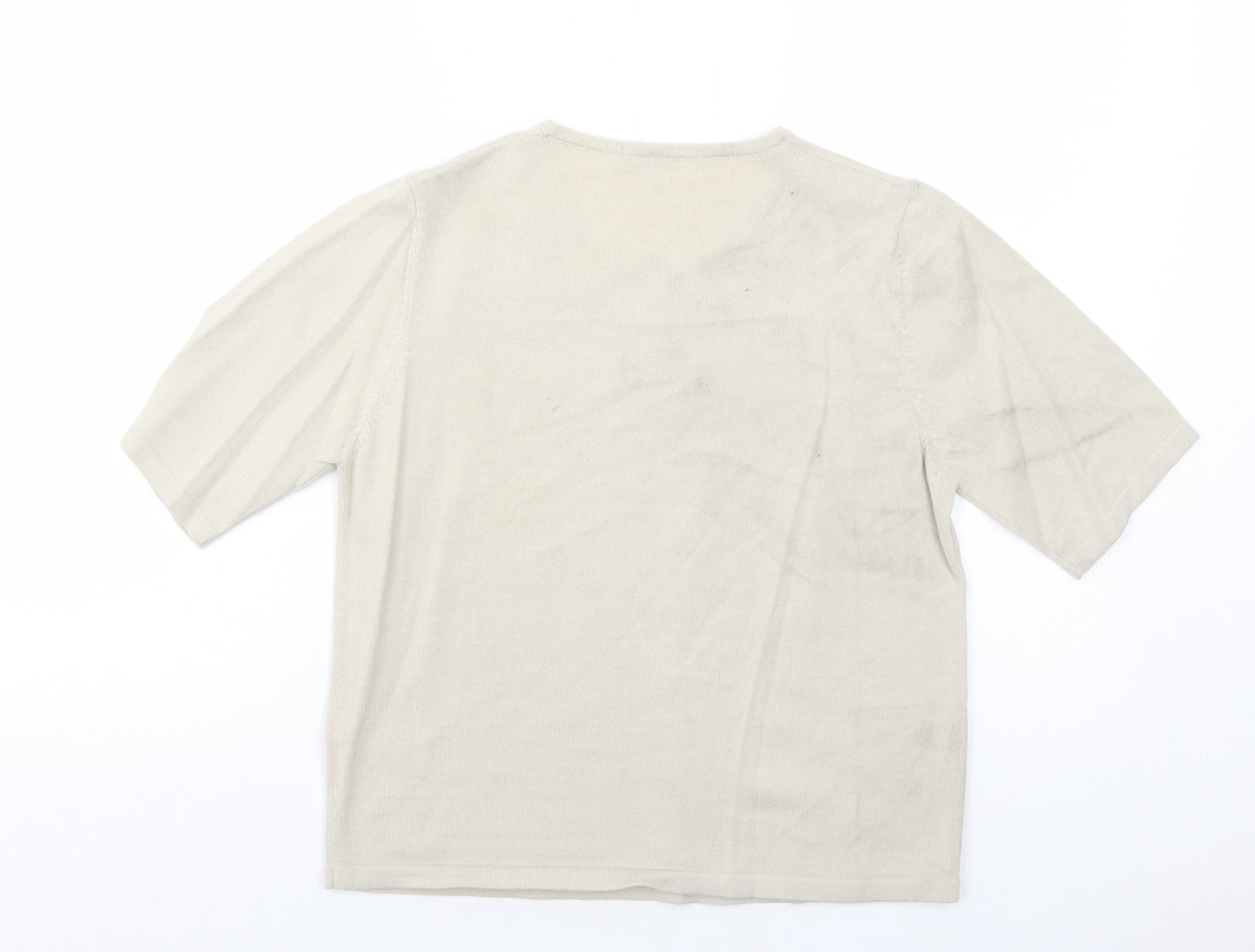 Marks and Spencer Womens Beige Round Neck Acrylic Pullover Jumper Size 16