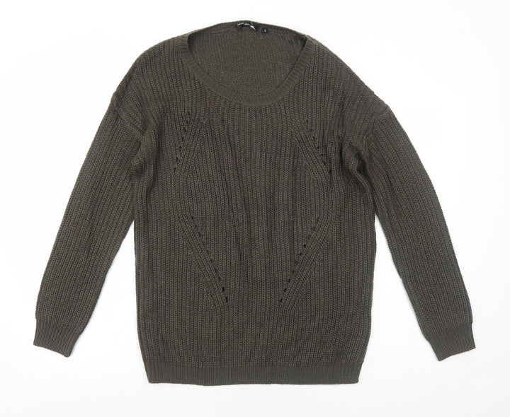 Brave Soul Womens Brown Scoop Neck Acrylic Pullover Jumper Size 12