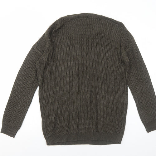 Brave Soul Womens Brown Scoop Neck Acrylic Pullover Jumper Size 12