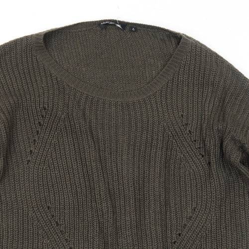 Brave Soul Womens Brown Scoop Neck Acrylic Pullover Jumper Size 12