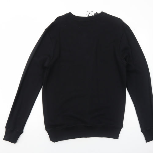 A Black and White Story Womens Black Cotton Pullover Sweatshirt Size L Pullover