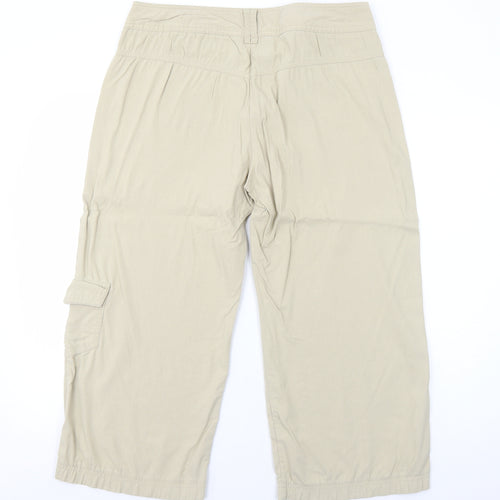 George Womens Beige Viscose Cargo Trousers Size 14 Regular Zip