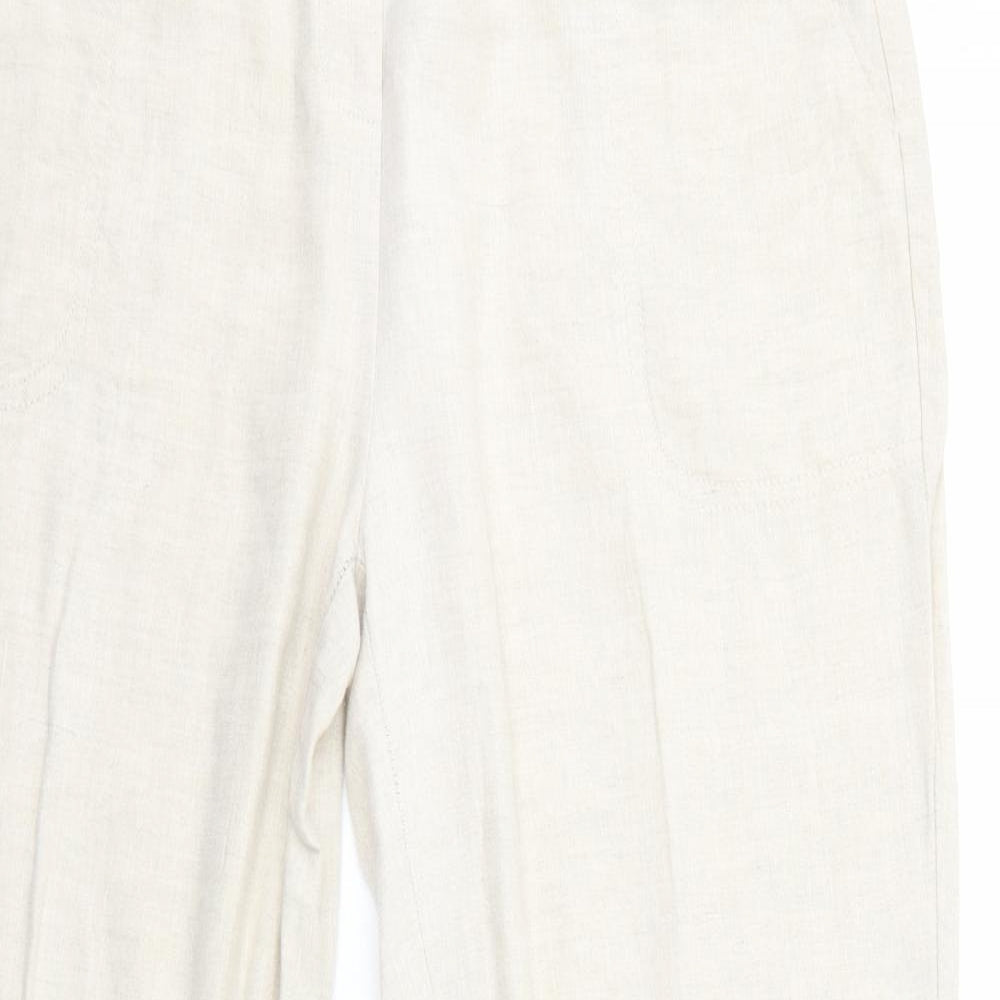 Per Una Womens Beige Linen Trousers Size 14 Regular Zip