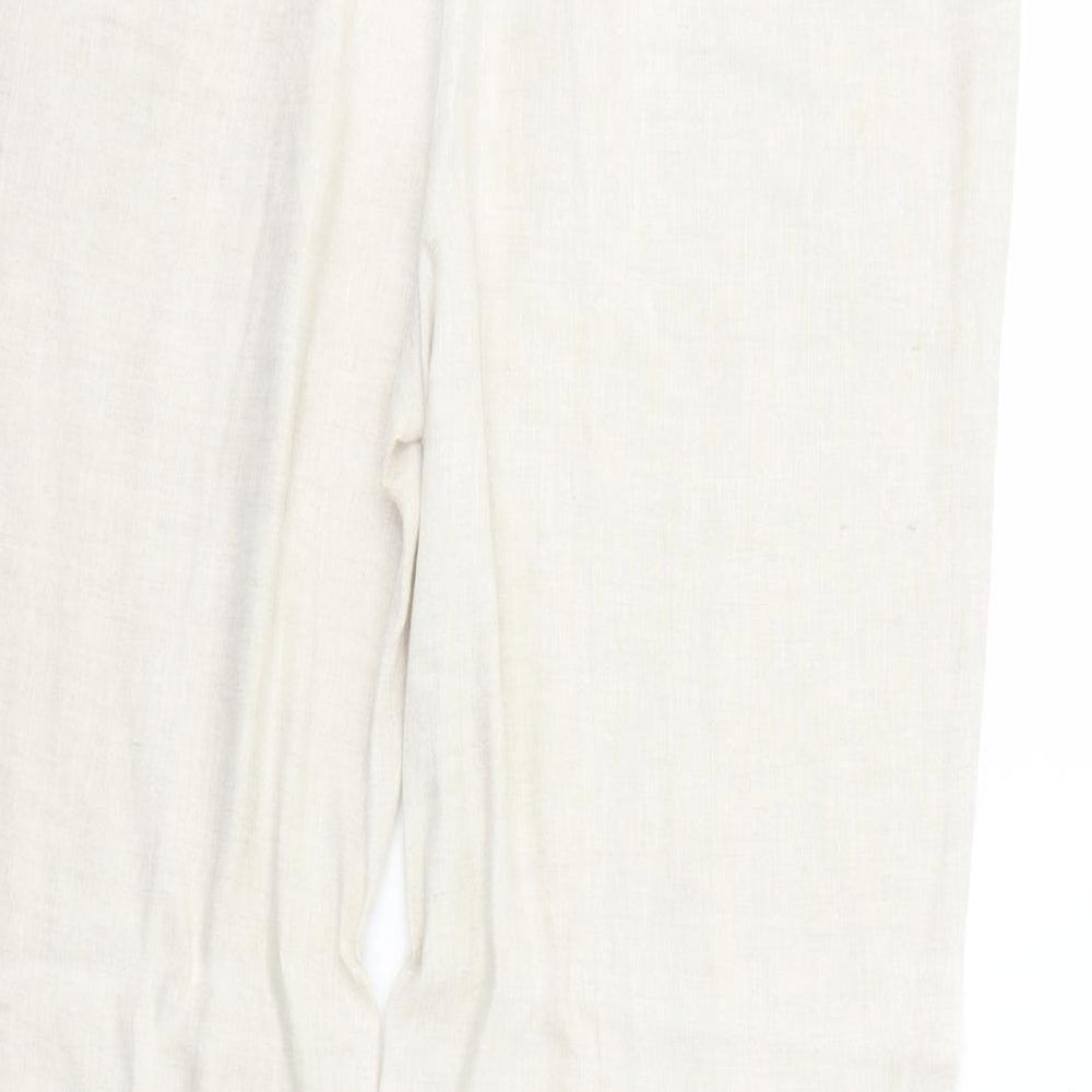 Per Una Womens Beige Linen Trousers Size 14 Regular Zip