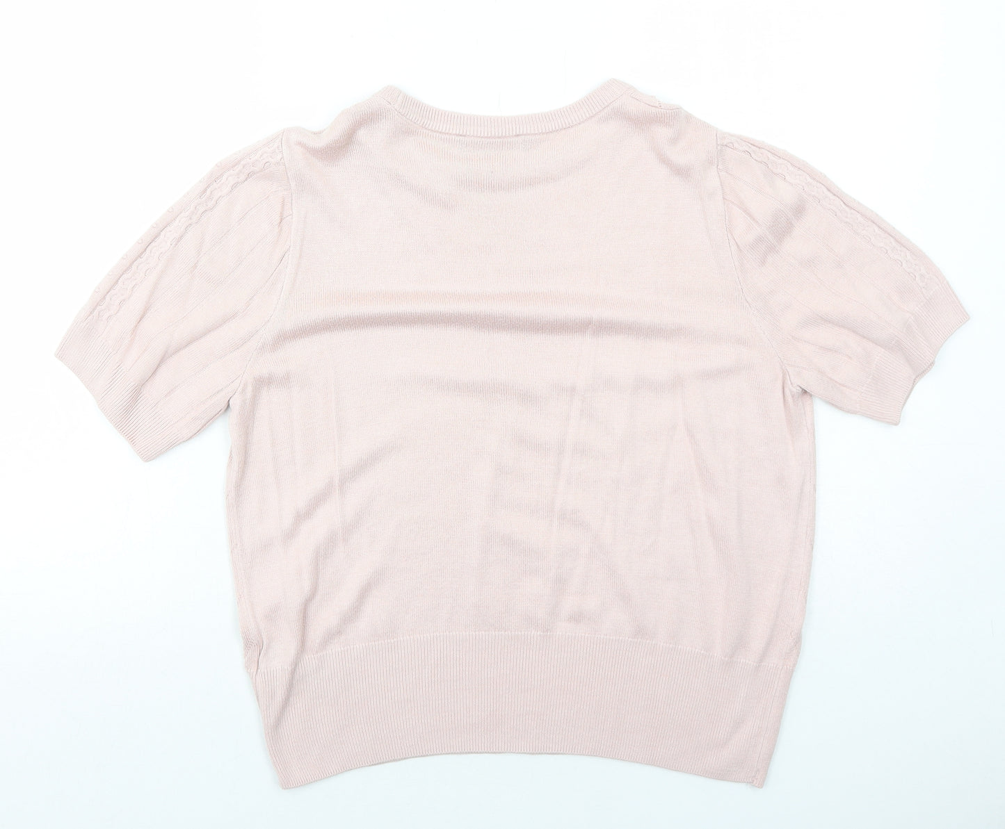 Marks and Spencer Womens Pink Round Neck Viscose Pullover Jumper Size 14
