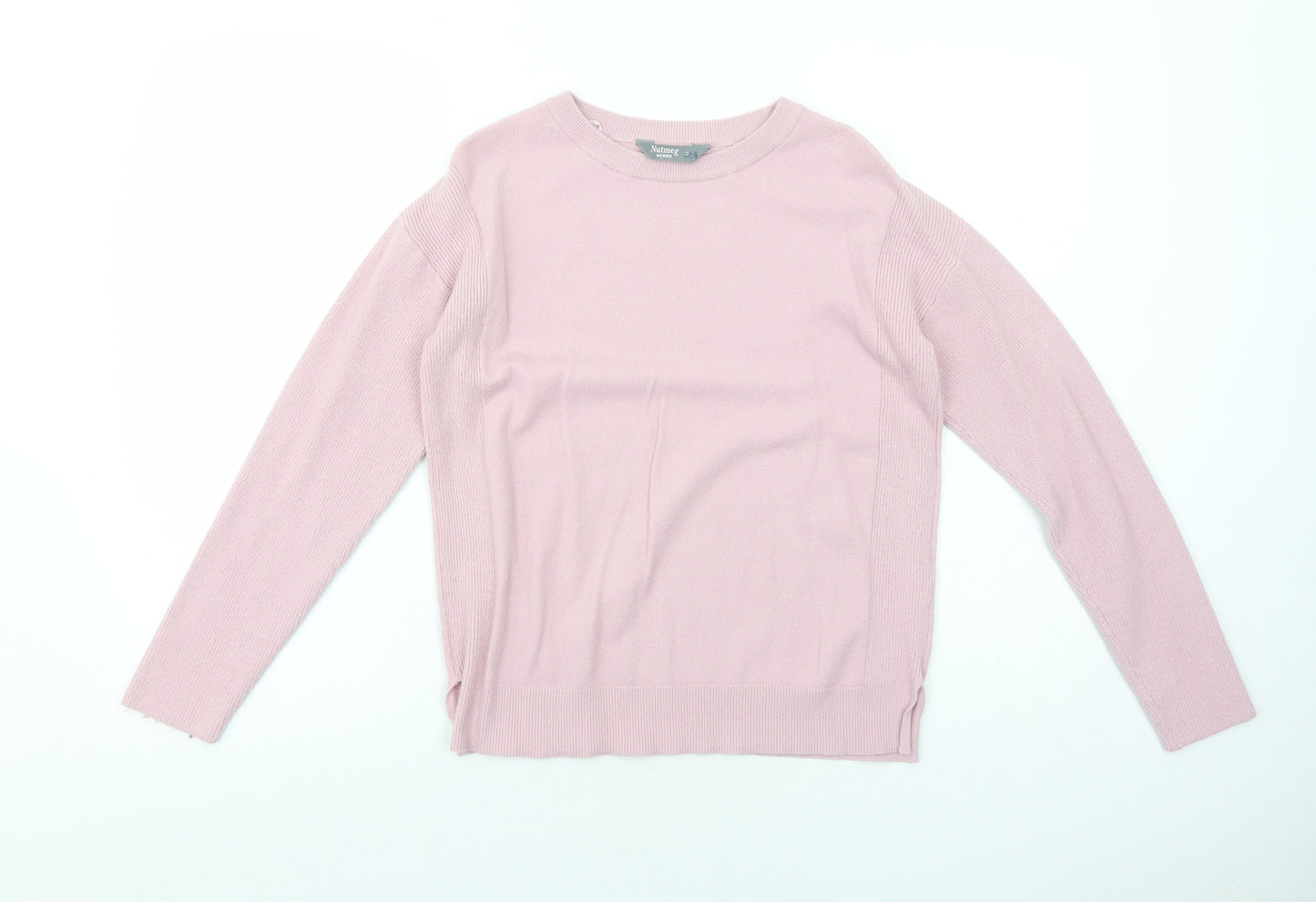 Nutmeg Womens Pink Round Neck Viscose Pullover Jumper Size 10