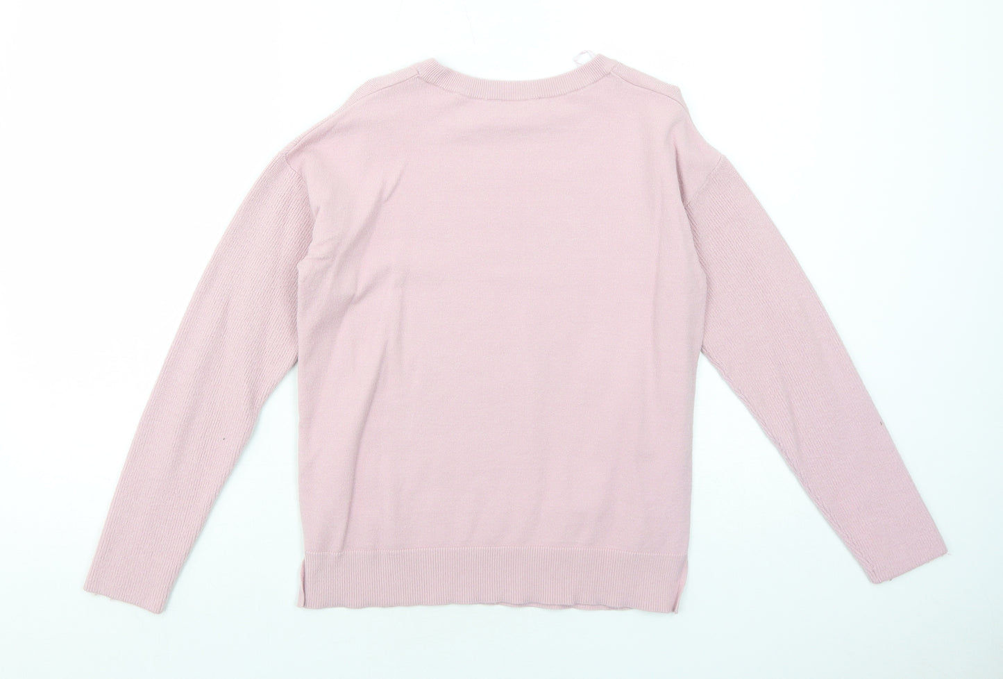 Nutmeg Womens Pink Round Neck Viscose Pullover Jumper Size 10