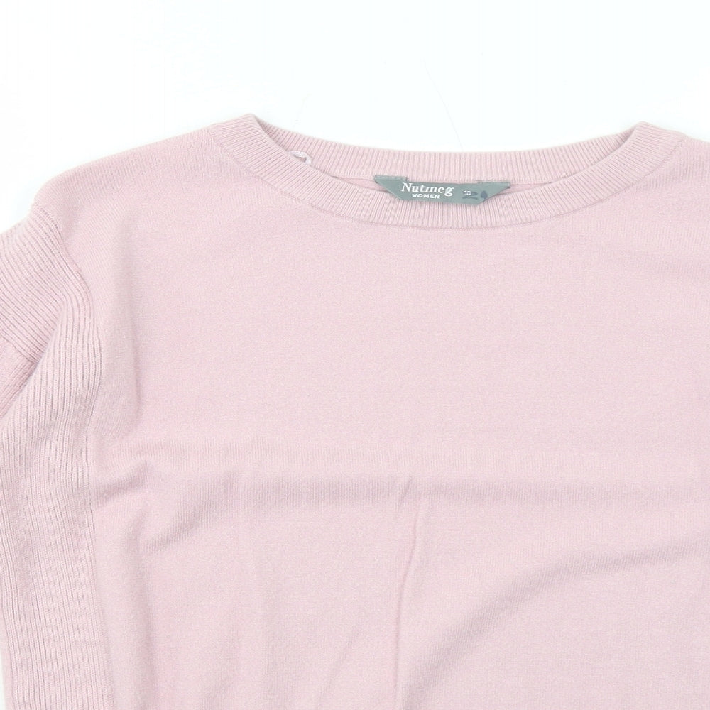 Nutmeg Womens Pink Round Neck Viscose Pullover Jumper Size 10