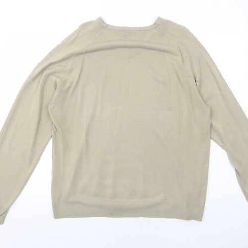 Marks and Spencer Mens Beige V-Neck Acrylic Pullover Jumper Size M Long Sleeve