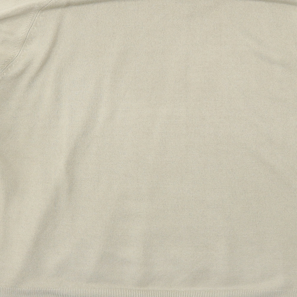 Marks and Spencer Mens Beige V-Neck Acrylic Pullover Jumper Size M Long Sleeve