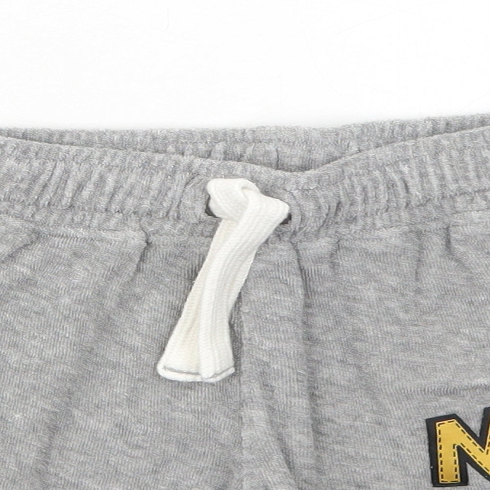 NEXT Baby Grey Cotton Cropped Trousers Size 12-18 Months Drawstring - Mickey Mouse