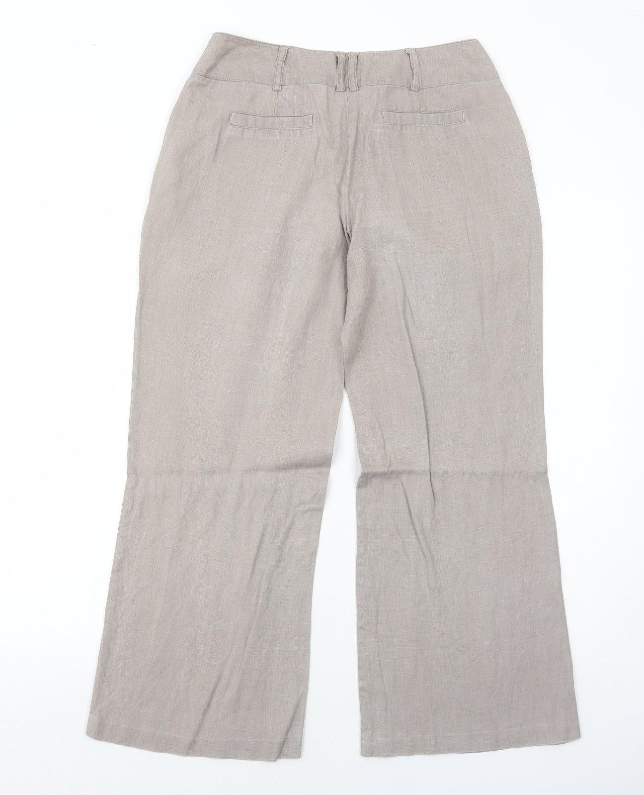 Camaieu Womens Beige Linen Trousers Size 10 Regular Zip