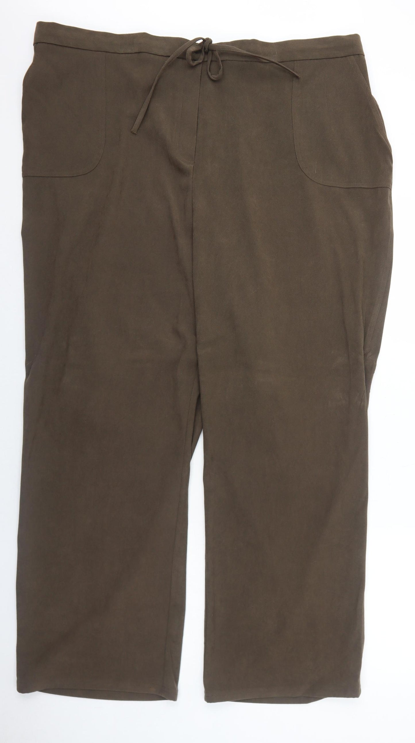 Casual Comfort Womens Brown Polyester Trousers Size 30 Regular Drawstring
