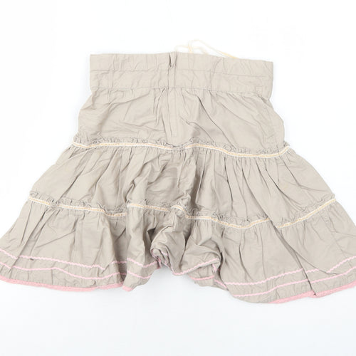 Pumpkin Patch Girls Brown Cotton A-Line Skirt Size 6 Years Regular Zip