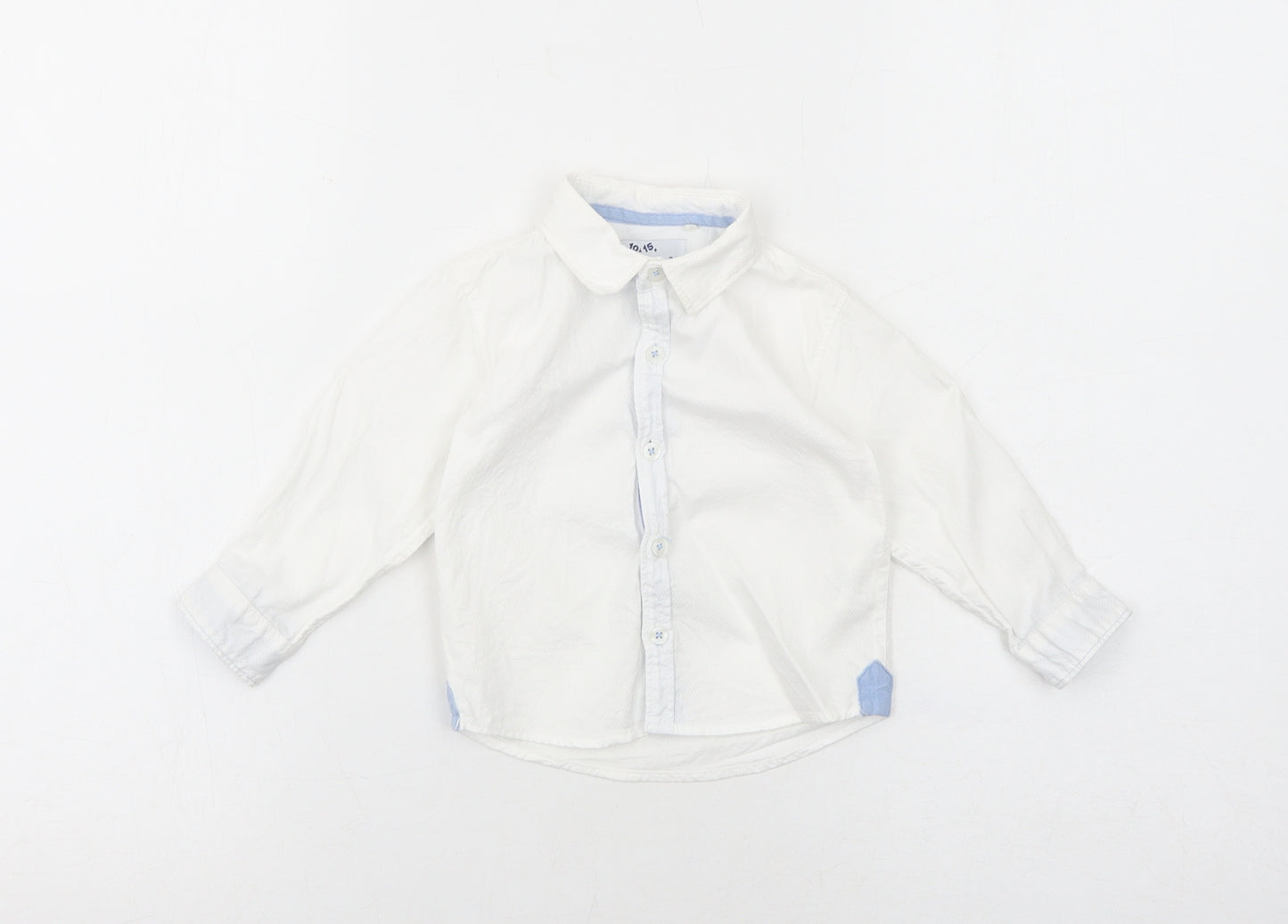5 10 15 Boys White Cotton Basic Button-Up Size 18-24 Months Collared Button