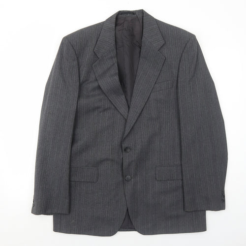 Marks and Spencer Mens Grey Striped Polyester Jacket Suit Jacket Size 40 Regular