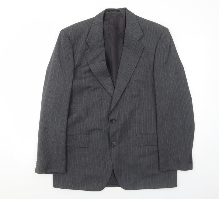 Marks and Spencer Mens Grey Striped Polyester Jacket Suit Jacket Size 40 Regular