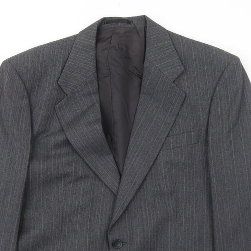 Marks and Spencer Mens Grey Striped Polyester Jacket Suit Jacket Size 40 Regular