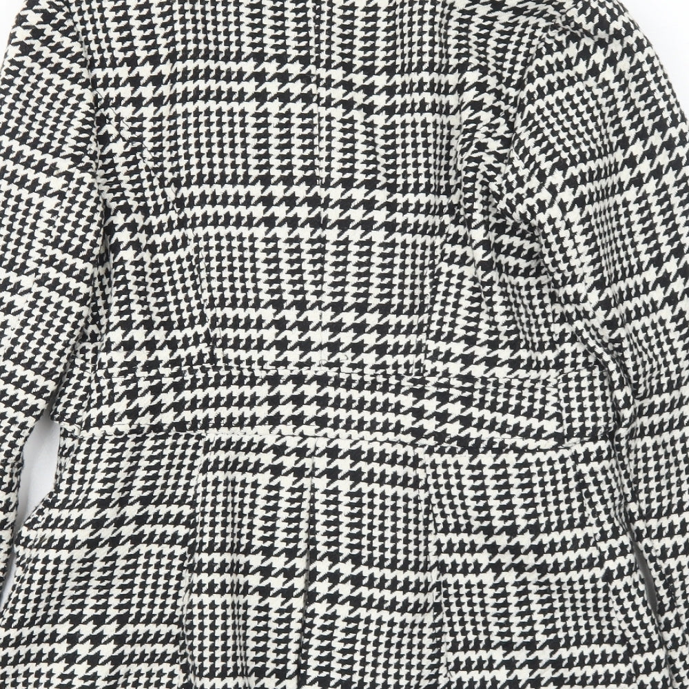 Candie's Womens White Geometric Pea Coat Coat Size S Button