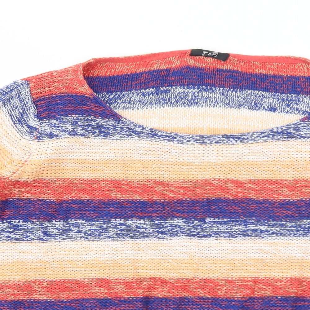 F&F Womens Multicoloured Scoop Neck Cotton Pullover Jumper Size 16