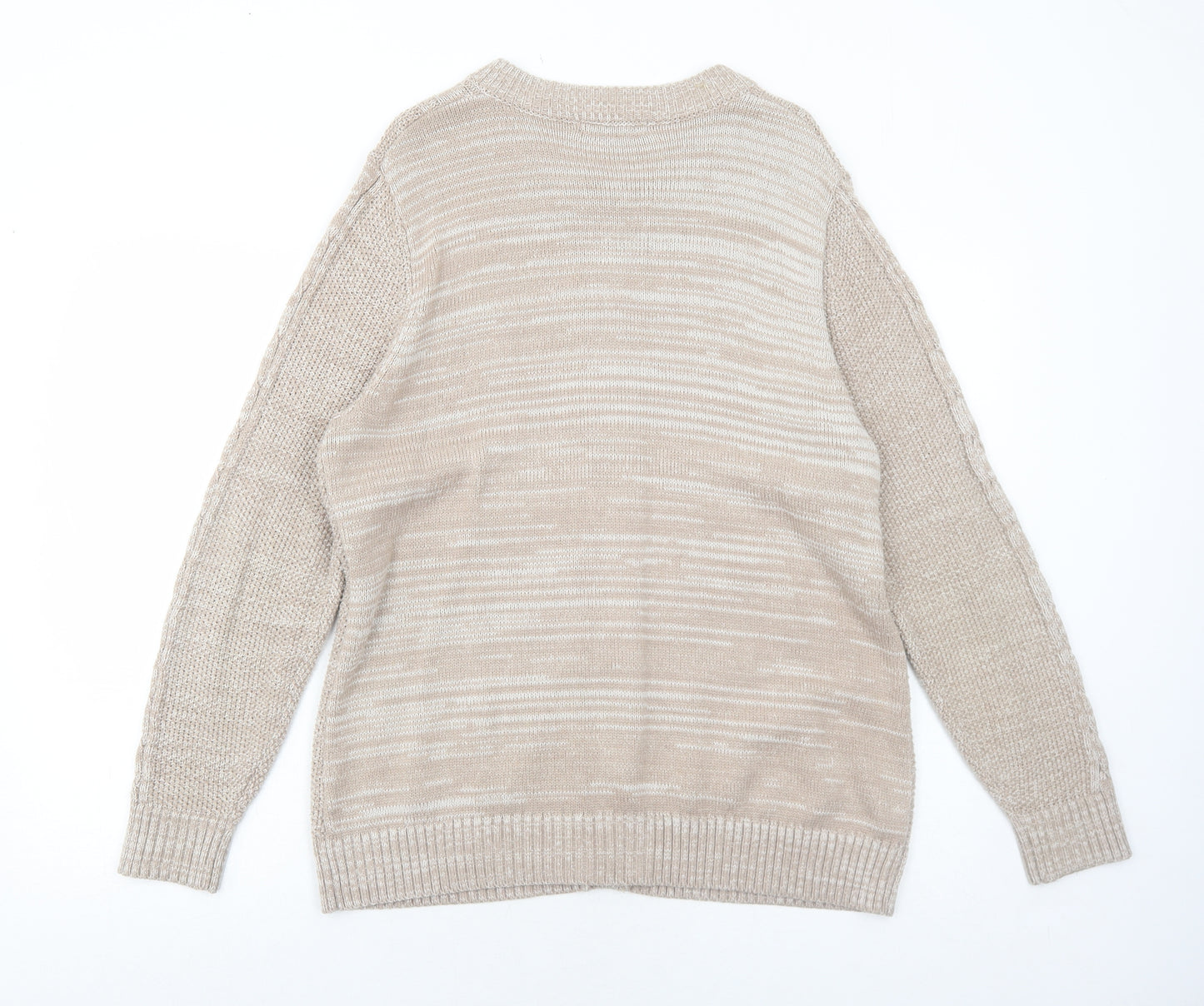 Bonmarché Womens Beige Round Neck Acrylic Cardigan Jumper Size M