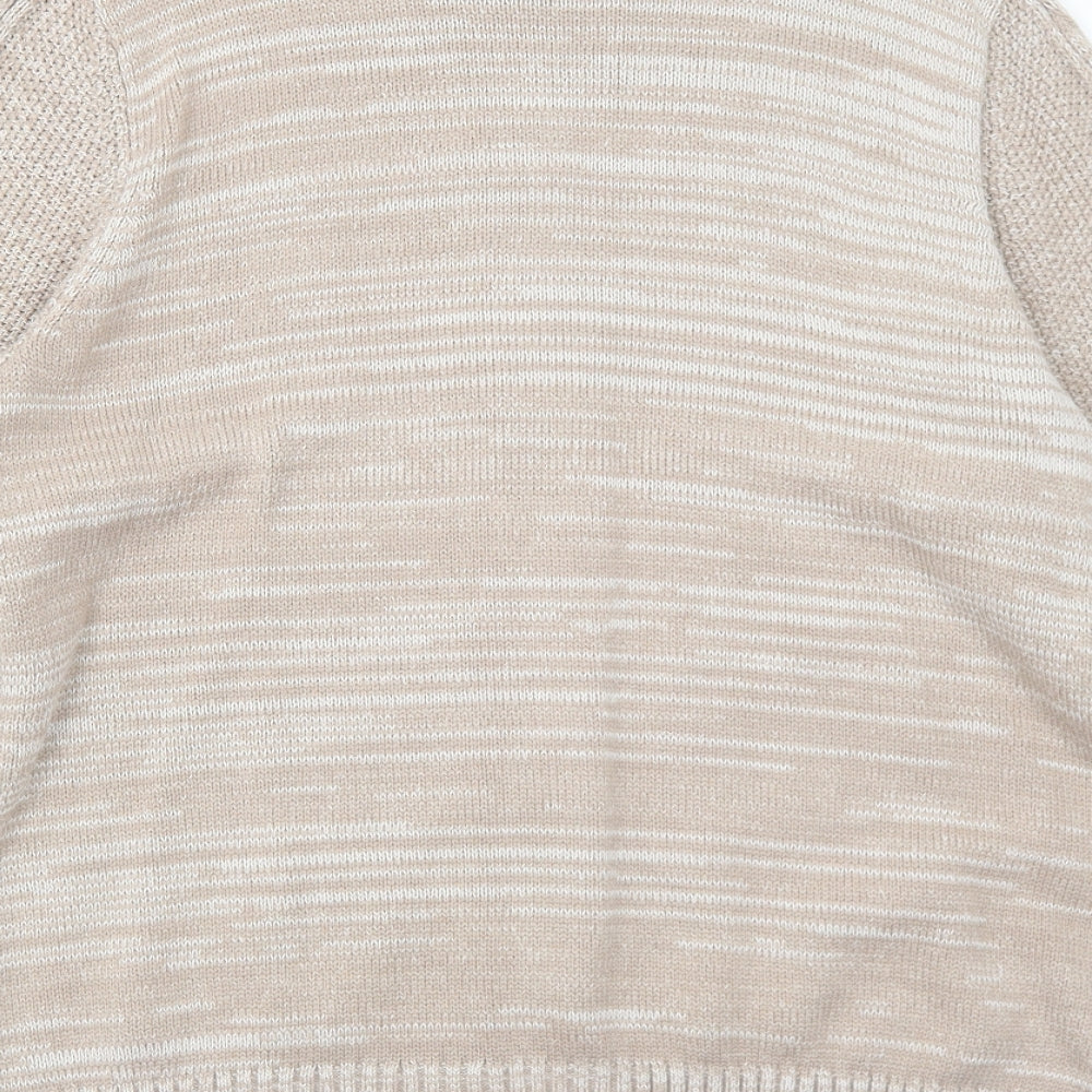 Bonmarché Womens Beige Round Neck Acrylic Cardigan Jumper Size M