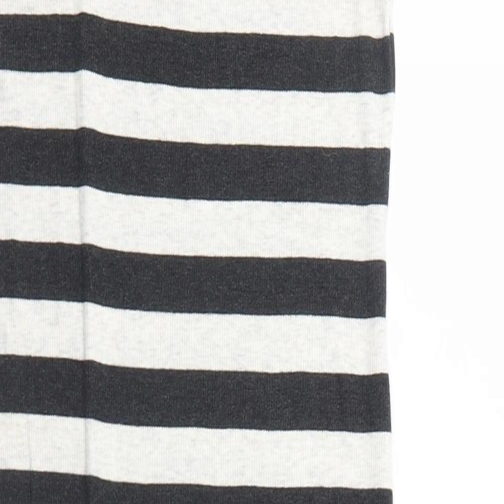 H&M Womens Black Striped Cotton Tank Dress Size M Round Neck Pullover