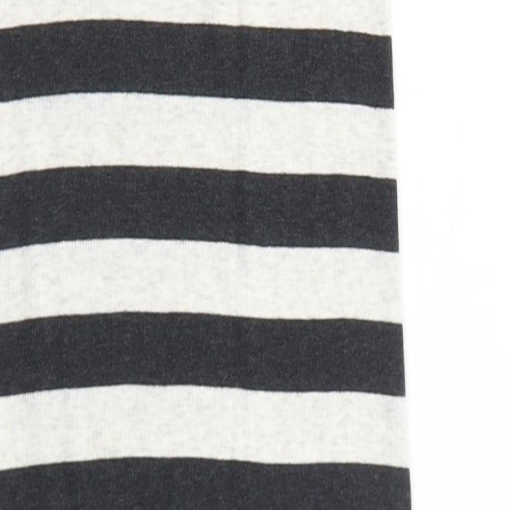 H&M Womens Black Striped Cotton Tank Dress Size M Round Neck Pullover