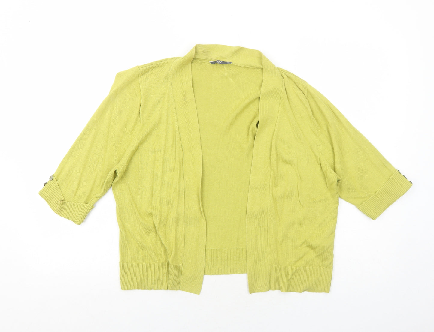 BHS Womens Green V-Neck Viscose Cardigan Jumper Size 16