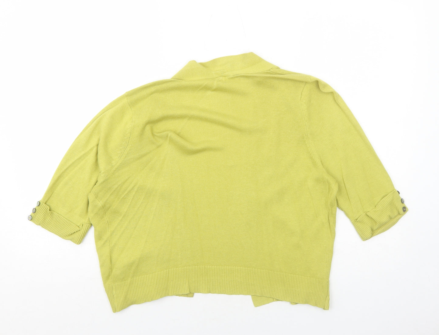 BHS Womens Green V-Neck Viscose Cardigan Jumper Size 16